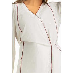 Ensemble coordonné tendance pour femme, blanc cassé, effet froissé, brodé, pour le bureau, tenue d'été - Blazer XS et jupe-pantalon coordonnée taille XL - Product Image 6