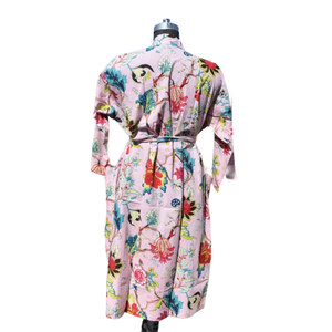 Kimono Albornoz de algodón para mujer Verano Frente abierto Ropa de dormir Bata Vestido de playa - Product Image 4