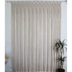 Cotton Boho <b>Macrame</b> Wall Hanging <b>Curtain</b> Vertical Pattern Rattan and Bamboo Material for Living Room Decor - Product Image 1