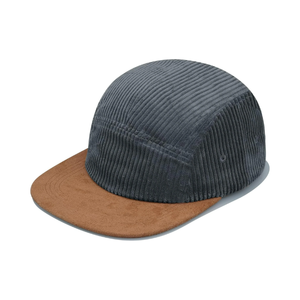 Casquette de camping unie à 5 panneaux en velours côtelé bicolore, non structurée, à visière plate, avec boucle, personnalisable, vierge, pour le sport et le camping - Product Image 1
