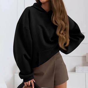 Women Casual Pullover Long Sleeve Sweatshirt Kangaroo Pocket Drop Shoulder Hoodies - Product Image 1