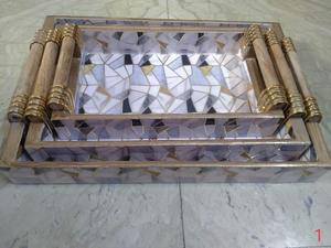 Newly Released High Quality Eco-Friendly Polished <b>Wooden</b> Customized Shape Buddhist Theme Serving Tray Handles <b>CRAFTS</b> GALORE - Product Image 4