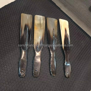 ฮอร์นรองเท้าหนังวัวควายโมราขัดเงา25ซม. สีดำและสีขาวสไตล์ธรรมชาติ - Product Image 4