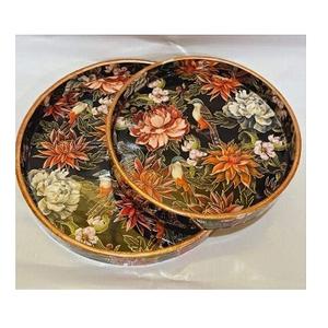 Indian Handcrafted Company SCI Bandeja de madera hecha a mano para servir platos de aperitivos Juego de 2 platos Bandeja Chip & Dip Tray Serving Set - Product Image 1