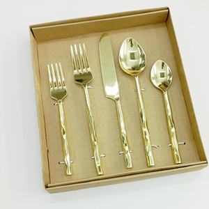 Juego de cucharas para servir de acero inoxidable dorado a granel, fantástico acabado dorado de acero inoxidable con mango redondo largo - Product Image 3