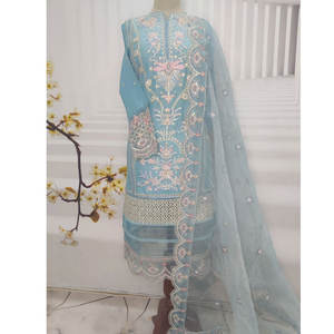 Salwar Kameez indien-pakistanais prêt-à-porter élégant brodé, tenue décontractée pour femmes, tenue quotidienne d'été, couture de haute qualité - Product Image 2