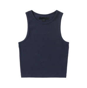 Débardeur d'été en coton spandex côtelé de haute qualité avec logo personnalisé Femme Crop Top Slim Fit Women Workout Tank Top - Product Image 1