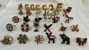 6 Anillos de Servilleta Metálicos con Diseño de Corona Navideña, Porta Servilletas con Pedrería, Estilo Americano, Decoración para Cena Navideña, Fiesta de Navidad - Product Image 3