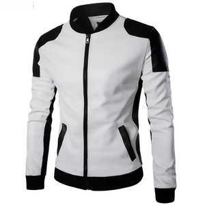 Veste en cuir pour hommes coupe-vent souffle couleur bloc manteaux en cuir PU mode décontracté sport hommes veste de moto grande taille 5XL - Product Image 1