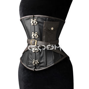 คอร์เซ็ทหนังสีดำสไตล์โกธิคพร้อมสายรัดปรับได้และกระเป๋าข้าง - Product Image 3