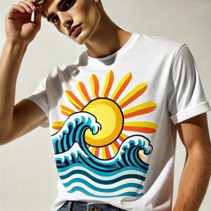 Camiseta de algodón de verano de moda para hombre, tela de punto de gran tamaño de Color sólido de alta calidad bordada hecha de fibra de bambú de algodón - Product Image 4