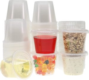 5.5 OZ Plastic Portion Cups <b>With</b> <b>Lids</b> Condiment Sauce <b>Containers</b> for Sampling Sauce Snack Dressing Plastic Cups - Product Image 6