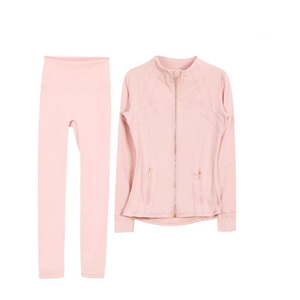 Veste de yoga et leggings en cours d'exécution Gym Yoga séchage rapide respirant avec fermetures à glissière dorées ensemble de vêtements de sport athlétiques - Product Image 6