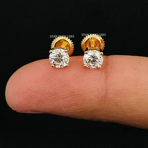 Boucles d'oreilles en or massif 14 carats avec diamant de laboratoire de 0,50 carat en or rose/jaune/blanc, bijoux fins de luxe pour unisexe - Product Image 1