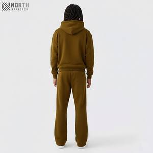 Sweat à capuche zippé épais pour hommes, survêtement à coupe carrée, sweat à capuche à épaules tombantes et pantalon évasé, survêtements 2 pièces, vente en gros - Product Image 6