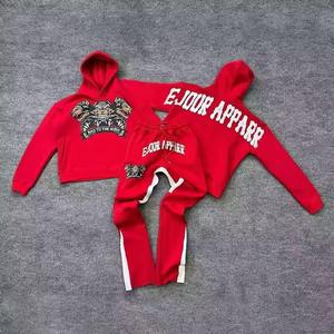 Streetwear OEM Tenue de jogging Survêtement évasé en coton Pantalon de survêtement évasé personnalisé et ensemble sweat à capuche zippé pour hommes - Product Image 2