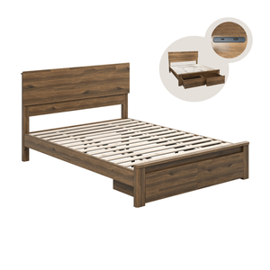 เตียงไม้จริงแบบโมเดิร์นพร้อมลิ้นชัก 2 ช่องสำหรับชุดเฟอร์นิเจอร์ห้องนอน - Product Image 2