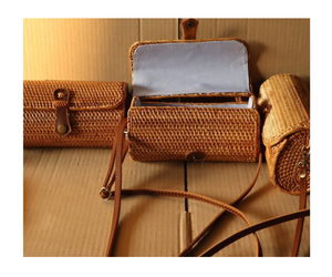 Factory Natural Chic Round Rattan Boho Monedero Bolso de paja Bolso de Bambú - Product Image 1