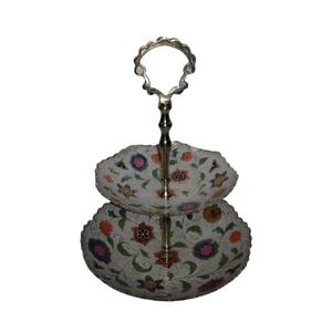 Bol de fruits rond à deux niveaux en laiton fait à la main de haute qualité avec gravure multicolore et fini polonais pour une utilisation en cuisine - Product Image 2