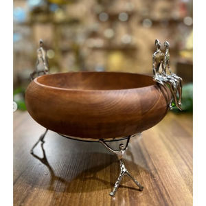 Bol décoratif en bois et en métal de style moderne fait à la main écologique avec support de haute qualité pour la décoration intérieure prix pour les mariages - Product Image 2