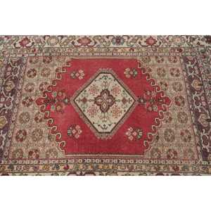 พรมวินเทจขนาด 4.3x6 ฟุต, พรม, พรมลายปะติดสีแดงทำจากขนสัตว์ - Product Image 4