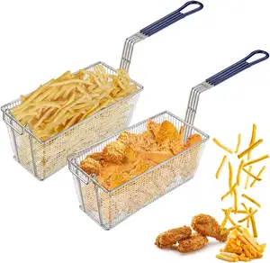 Cestas de acero inoxidable para freír patatas fritas, colador de cocina comercial