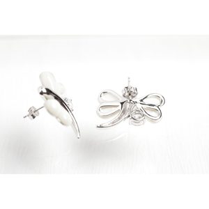 Pendientes Pequeños con Forma de Libélula - Latón Chapado en Rodio y Oro con Detalles de Circonita y Diamantes - Product Image 4