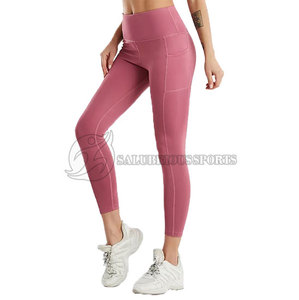 Ensemble de leggings de fitness pour femmes sur mesure, taille mi-haute, poches, respirant, séchage rapide, longueur intégrale, motif uni, sans couture, sport, yoga - Product Image 3