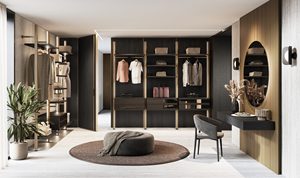 Luxury Modern Bedroom Furniture Set Italian Style Wooden Double <b>Bed</b> Wardrobe with <b>Led</b> Backlit Boiserie Wall Panel - Product Image 4