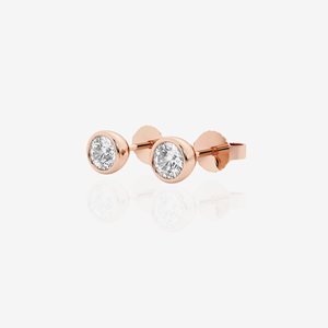 Round Cut Lab Grown Diamond Bezel Stud 9k Gold <b>Earrings</b> Elegant Diamond Jewelry for Women - Product Image 5