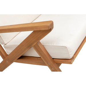 Sillas de Exterior de Madera de Teca Sólida Arran con Brazos Acolchados, Muebles Modernos para Patio con Acabado Natural para Casas, Hoteles y Villas - Product Image 3