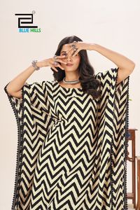 Ropa informal y de oficina para mujer, nuevo vestido occidental de estilo caftán, Tela con estampado Digital de rayón puro para un aspecto elegante de verano - Product Image 4