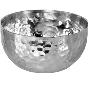 Cuenco para servir de aluminio con diseño martillado plateado personalizable Técnica de metal pulido para ensalada y sopa Tamaño personalizado - Product Image 1