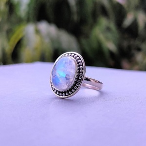 Bague en argent sterling pierre de lune de qualité supérieure pour femmes bijoux faits à la main pierres précieuses Art déco bague déclaration bagues de fiançailles - Product Image 3