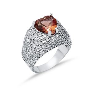 Bague de déclaration Sultanite coeur audacieux plaqué rhodium avec pierre précieuse à changement de couleur en gros bijoux en argent sterling 925 - Product Image 3