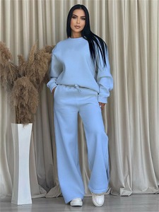 Ensemble de 2 pièces 100% coton, survêtements respirants et décontractés, survêtements à col en O au design élégant, personnalisés et vendus en gros - Product Image 6