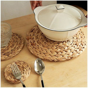 Napperons ronds en jacinthe d'eau tissés à la main tapis de fleurs tressées pour décoration de table et vaisselle de fête tapis et tampons de fleurs ronds élégants - Product Image 5