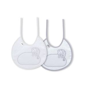 ชุดผ้ากันเปื้อน 2 ชิ้น สีขาว/เทา ผ้าฝ้าย สำหรับเด็กอายุ 0-12 เดือน ลายสัตว์ - Product Image 1