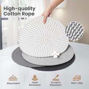 Napperons perlés ronds fabriqués à la main tissu de Jute pour Table à manger mariage noël et réunions de famille décorations de fêtes - Product Image 2