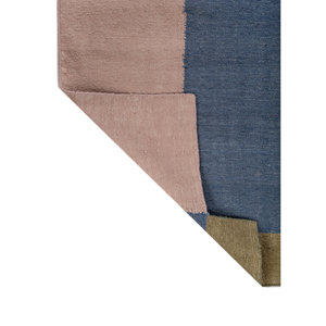 Large Area Pink & Purple Geometric Wool <b>Rugs</b> ADWL-1309 10mm Thick Viscose <b>Boho</b> Style for Home Hallway Rectangle Checkers Design - Product Image 5