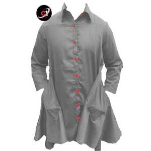 ชุดเดรสลำลองผู้หญิง กระดุมหน้าเปิด กระเป๋าข้าง สีพื้น ย้อมธรรมชาติ แขนยาว ทรงหลวม ผ้าฝ้าย 100% ระบายอากาศได้ดี ซักได้ - Product Image 1