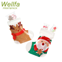 Emballage de chaussettes personnalisées en forme de bonbons lyophilisés pour biscuits Pochette à fermeture éclair Mini emballage en plastique de Noël Sacs en mylar découpé