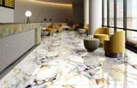 Elegantes Azulejos de Porcelana Dorados de 600x1200 mm, Diseño de Vetas Doradas con Acabado Brillante para Sala de Estar, Baño e Interiores, Garantía de 5 Años