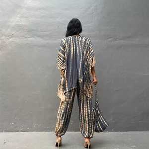 ชุดเสื้อผ้าแฟชั่นมัดย้อมทรงหลวมสำหรับผู้หญิง,ชุดกิโมโนสองชิ้นแขนสามส่วนแบบนุ่มไซส์ใหญ่พิเศษ - Product Image 3