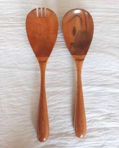 Ensemble de couverts à salade en bois d'acacia naturel fait à la main écologique produits cuillère et fourchette à salade ustensiles de cuisine outils à salade - Product Image 2