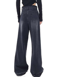 Meilleurs Jeans Baggy à Jambe Droite pour Femme, Bleus, Taille Haute, Coupe Droite, en Denim Urbain, Style Décontracté Urbain, Délavés - Product Image 4
