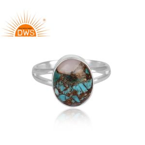 Dernières tendances bague en argent sterling fin Mojave cuivre rose opale turquoise pierre précieuse bague fendue fabricant de bijoux personnalisé - Product Image 3