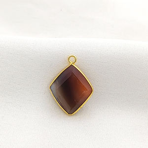 Vente en gros d'agate à bandes pierre précieuse inégale diamant forme lunette pendentif à breloque-pendentif fait main en argent 925 - Product Image 1