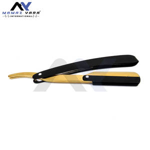 Navajas de Afeitar Rectas de Calidad Profesional para Barbería, Ligeras, de Acero Inoxidable, con Bloqueo Giratorio, Premium en Dorado y Negro, Navajas OEM para Salón - Product Image 4