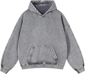 Meilleur personnalisé hommes 100% coton délavé à l'acide coupe ajustée Streetwear surdimensionné col à capuche sweats d'hiver motif solide Service OEM - Product Image 5
